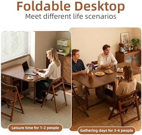 Drop Leaf Table and Chairs - 51" Fully Assembled Folding Dining Table