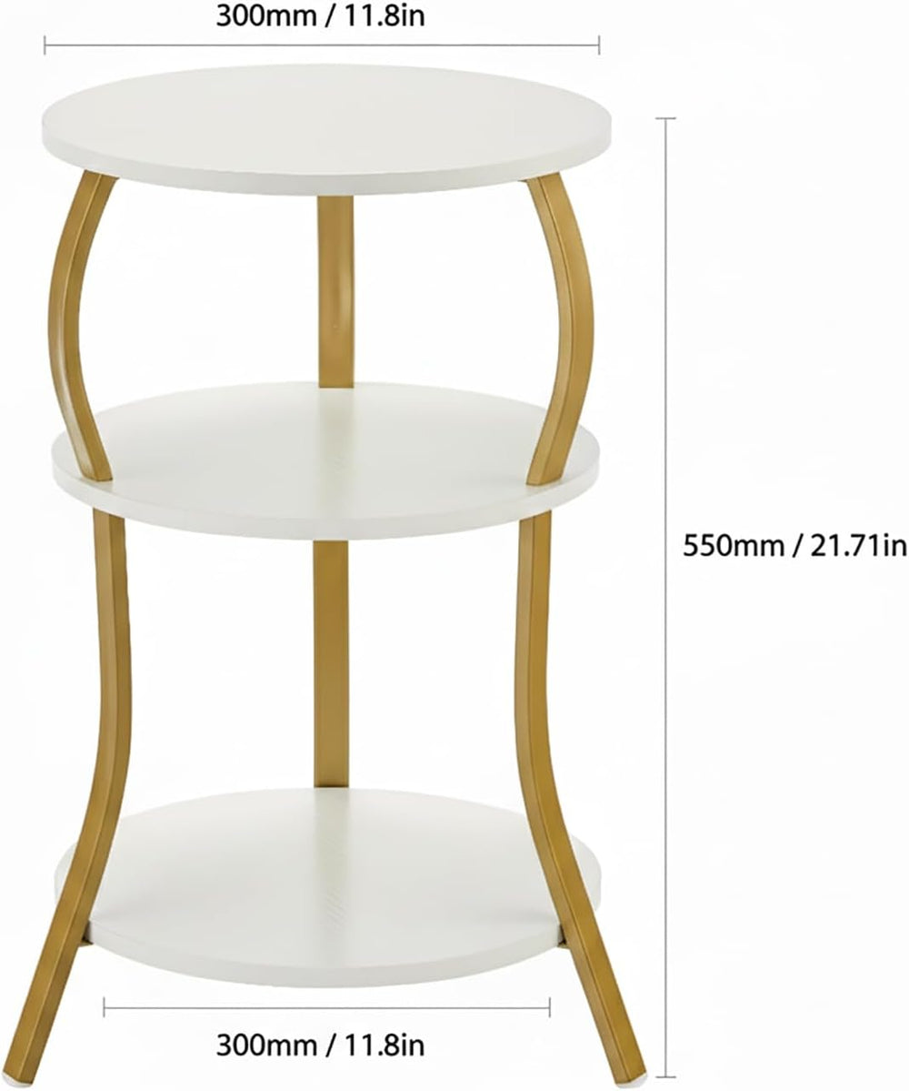 Vintage Small Round Side Table,3-Tier Slim Waist End Table for Small Spaces