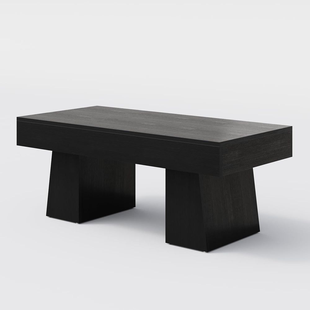 LITTLE TREE Farmhouse Coffee Table, 47 Inches Wooden Rectangular Accent Cente...