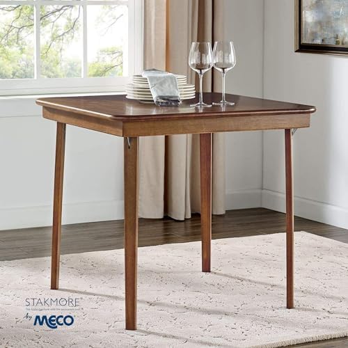Stakmore Classic Straight Edge Square Wood Folding Table, 32x32, Cherry