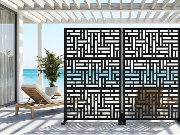 Garvee Metal Privacy Screen Outdoor, 72"h×47"w Balcony Patio Privac...