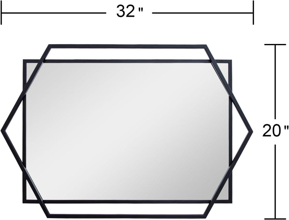 Black Bathroom Mirror, 20"x32" Decorative Mirror with Metal Frame