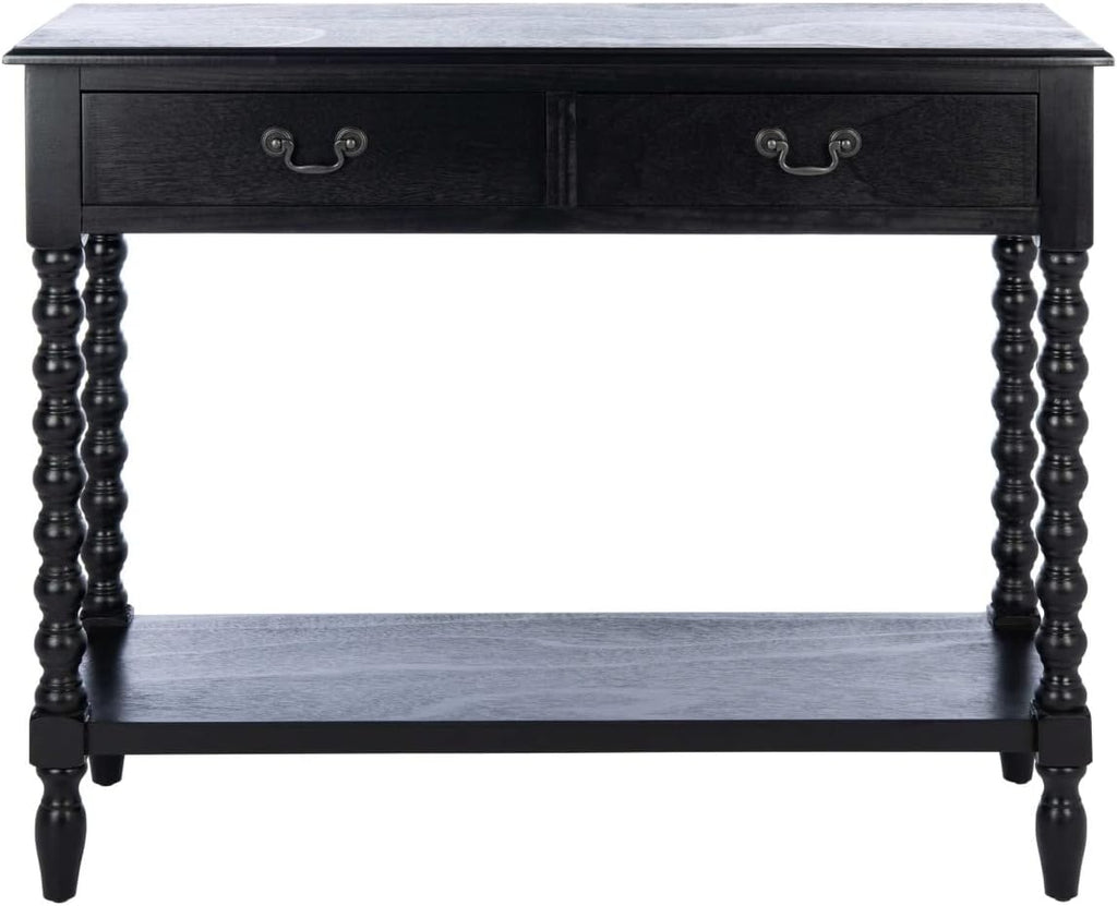 SAFAVIEH Athena 2-Drawer Wood Console Entryway Table, 35.5" Black CNS5702B