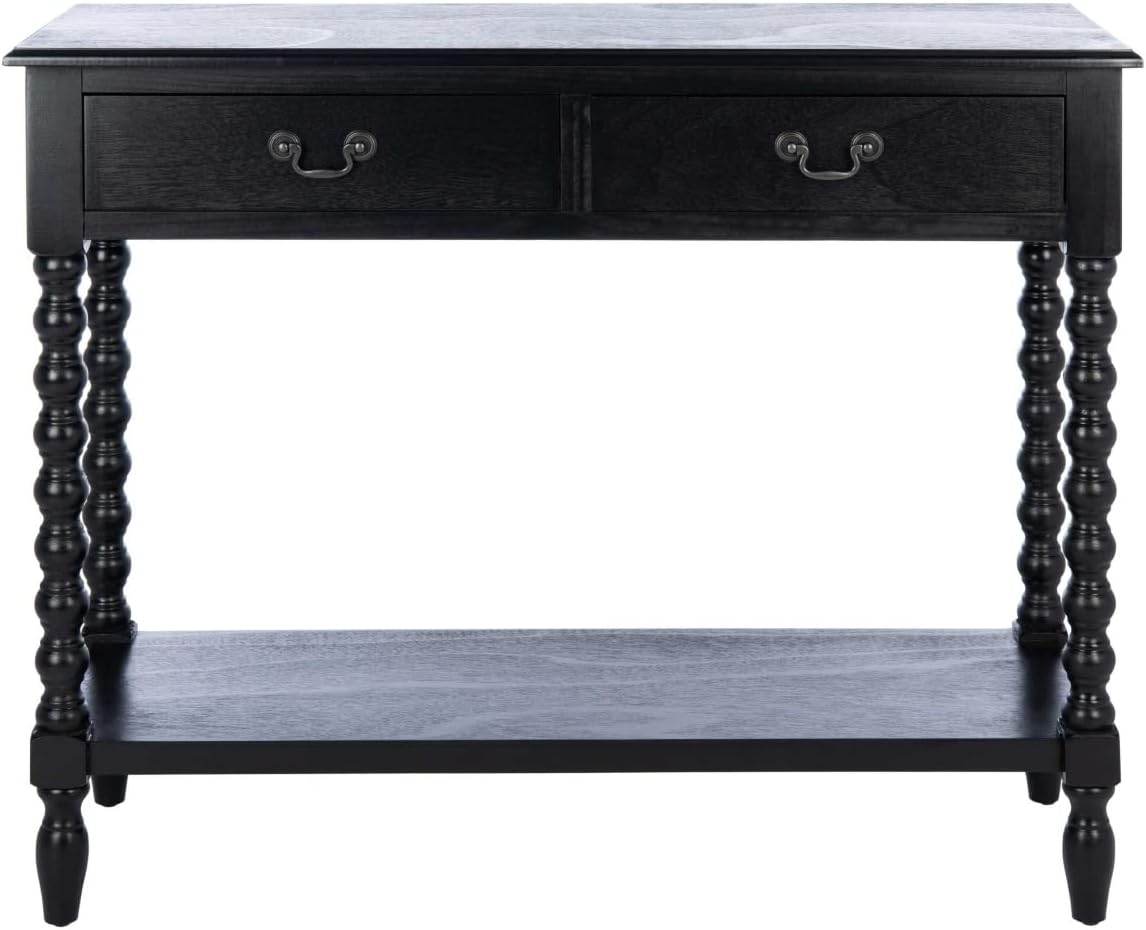 SAFAVIEH Athena 2-Drawer Wood Console Entryway Table, 35.5" Black CNS5702B