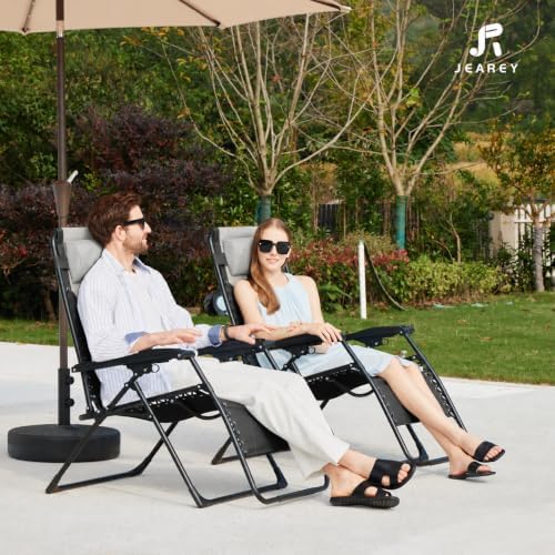 JEAREY Zero Gravity Chair, Oversized Padded Recliner - Black/Grey