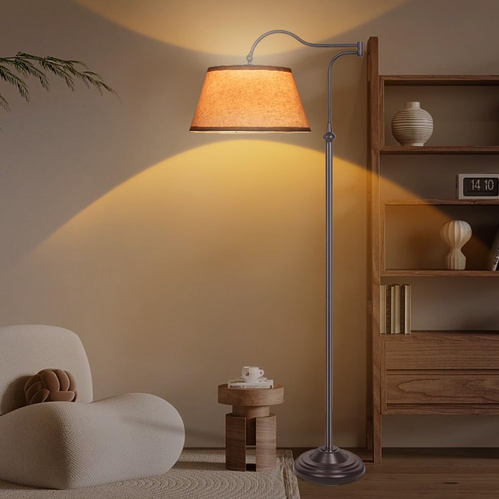 Swing Arm Floor Lamp, Arc Floor Lamps with 180° Adjustable Cantilever for Liv...