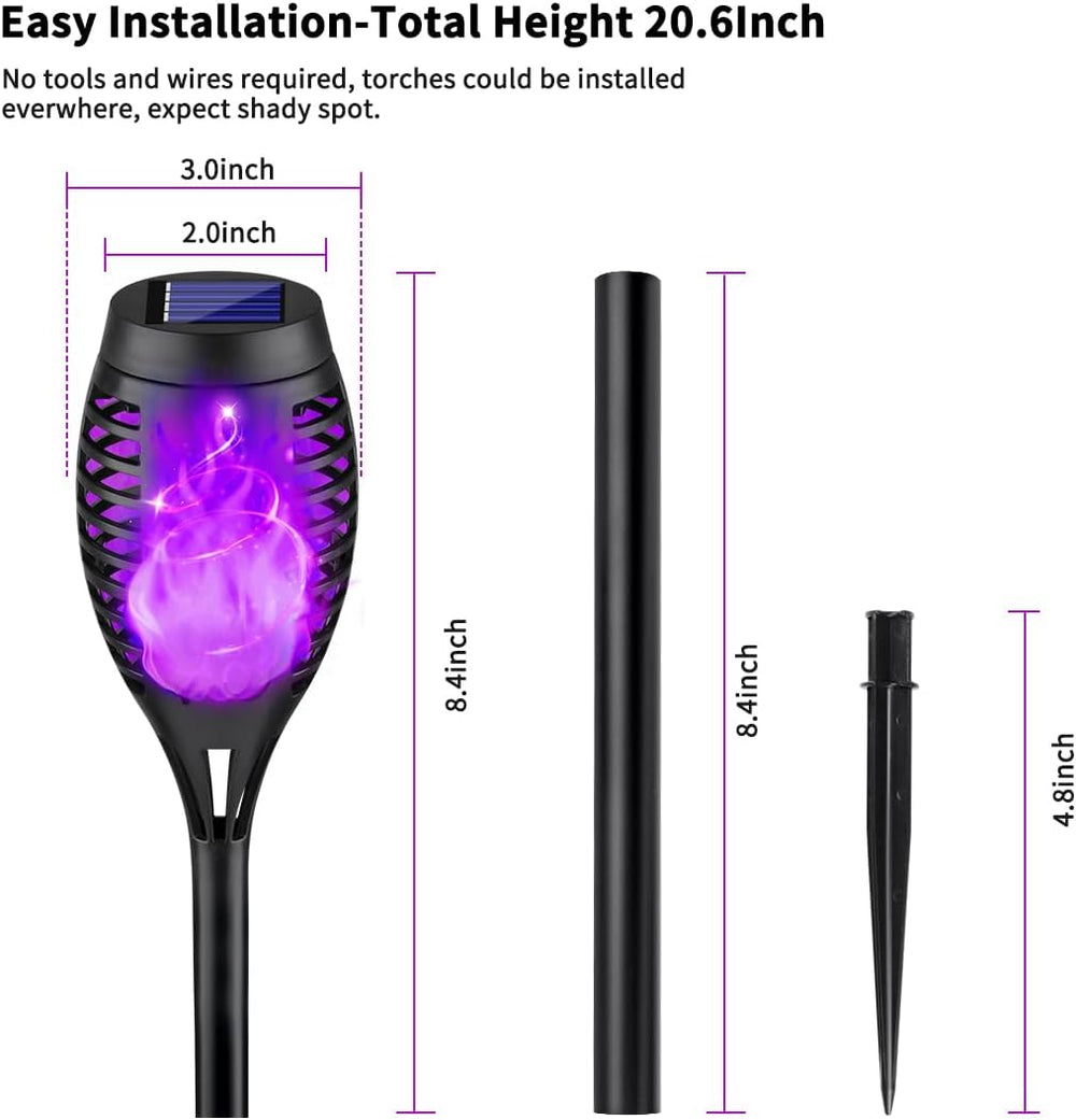 16P Purple Flame Halloween Solar Lights for Halloween Decorations Outdoor
