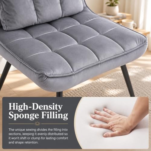 MCombo Accent Chair with Ottoman, Set of 2 Modern Velvet Wingback Reading Cha...
