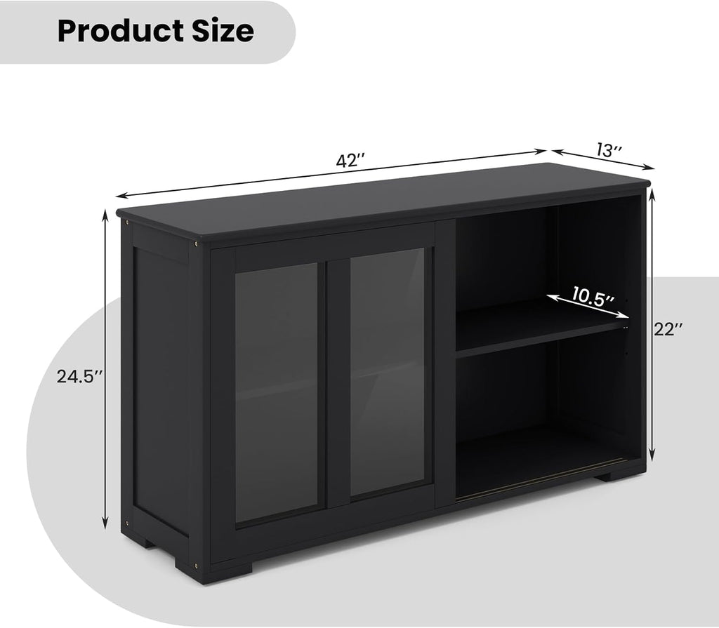 COSTWAY Buffet Sideboard with Storage, 2-Door Floor Cupboard