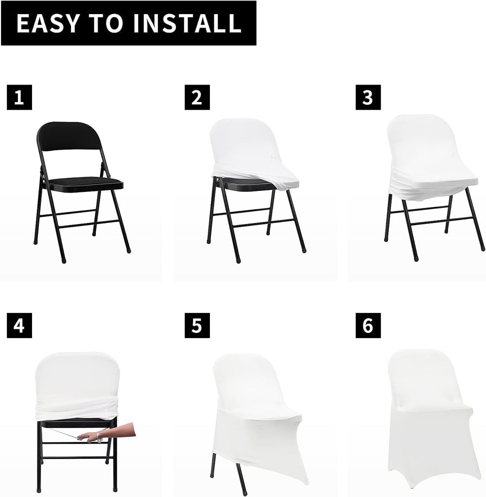 HAINARverS Stretch Spandex Folding Chair Covers 30PCS White Universal