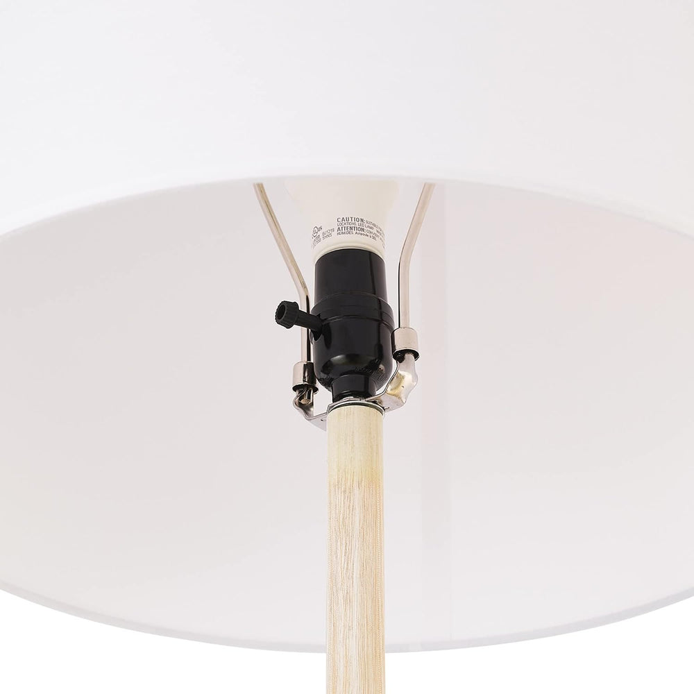 Globe Electric 65" Floor Lamp, Wood-Toned Finish, White Cotton Shade, Ja...
