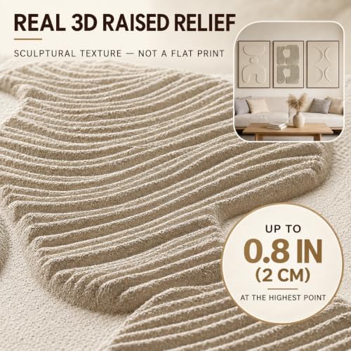 Thalasse Large 3-Piece 3D Textured Wall Art for Living Room, 24x36 Inch