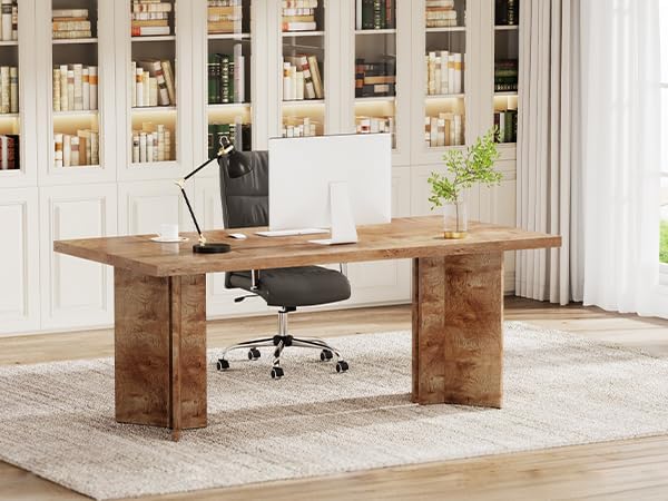 Tribesigns 63-inch Executive Desk, Vintage Home Office Computer Desk with Lar...