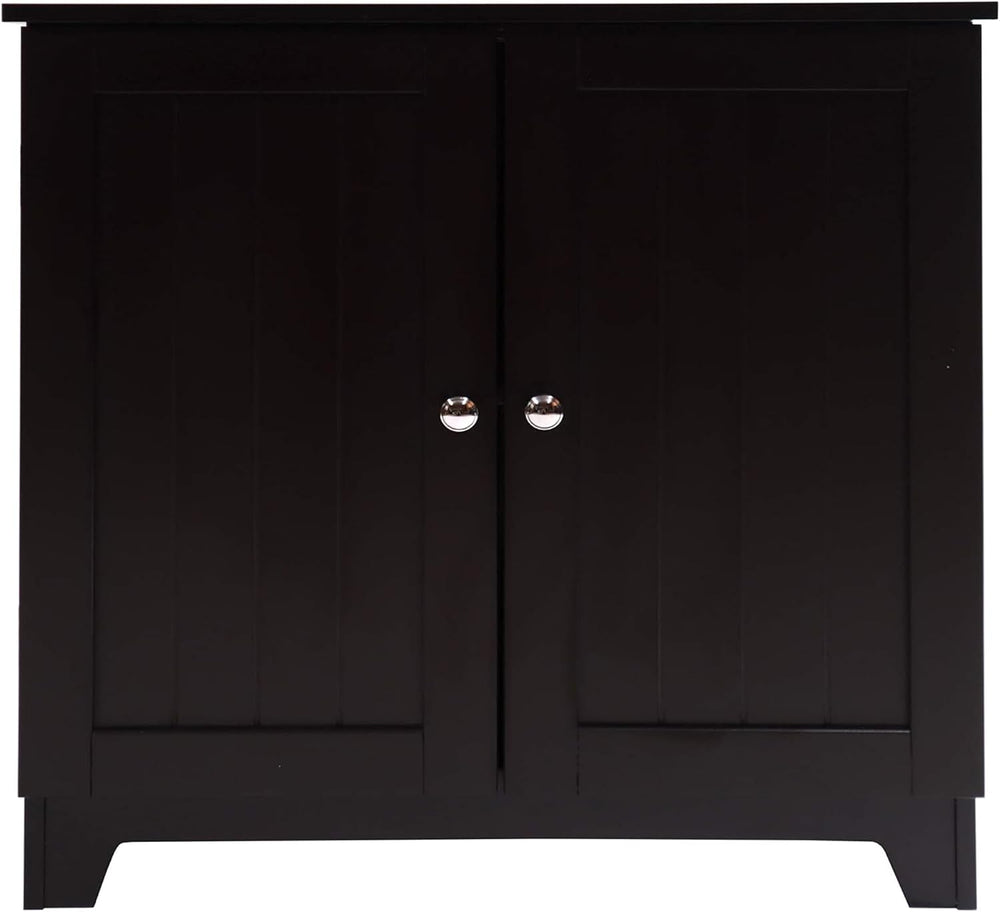 Redmon Contemporary Country Double Door Linen Storage Cabinet, Espresso