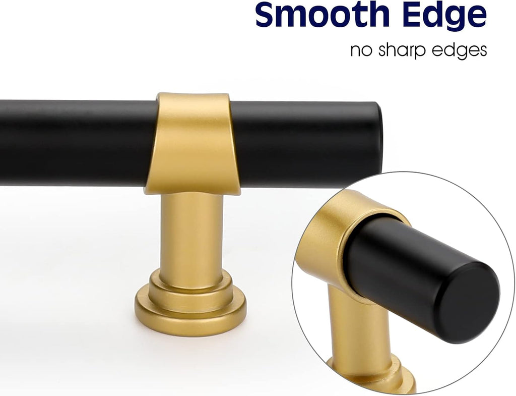 Haliwu 20 Pack 5in Black and Gold Cabinet Handles for Kitchen Drawers