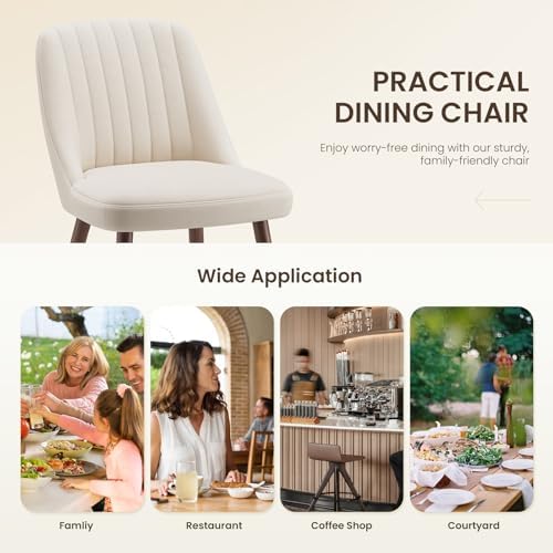 MALOL Dining Chairs Set of 6,Modern Fabric Kitchen Chairs with Back,Beige