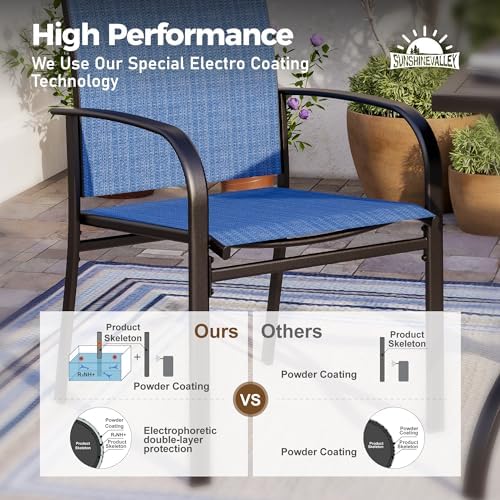 SUNSHINE VALLEY 7pc Patio Dining Set, 60”Metal Table (PVC Top) & 6 Chairs