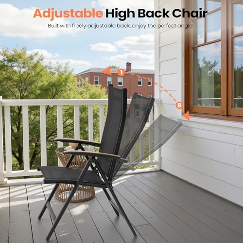 Pellebant 7 Piece Outdoor Dining Set for 6, Aluminum Table & Foldable Chair