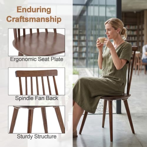 DUHOME Windsor Wooden Dining Chairs Set of 4, Spindle Back Dining Chairs