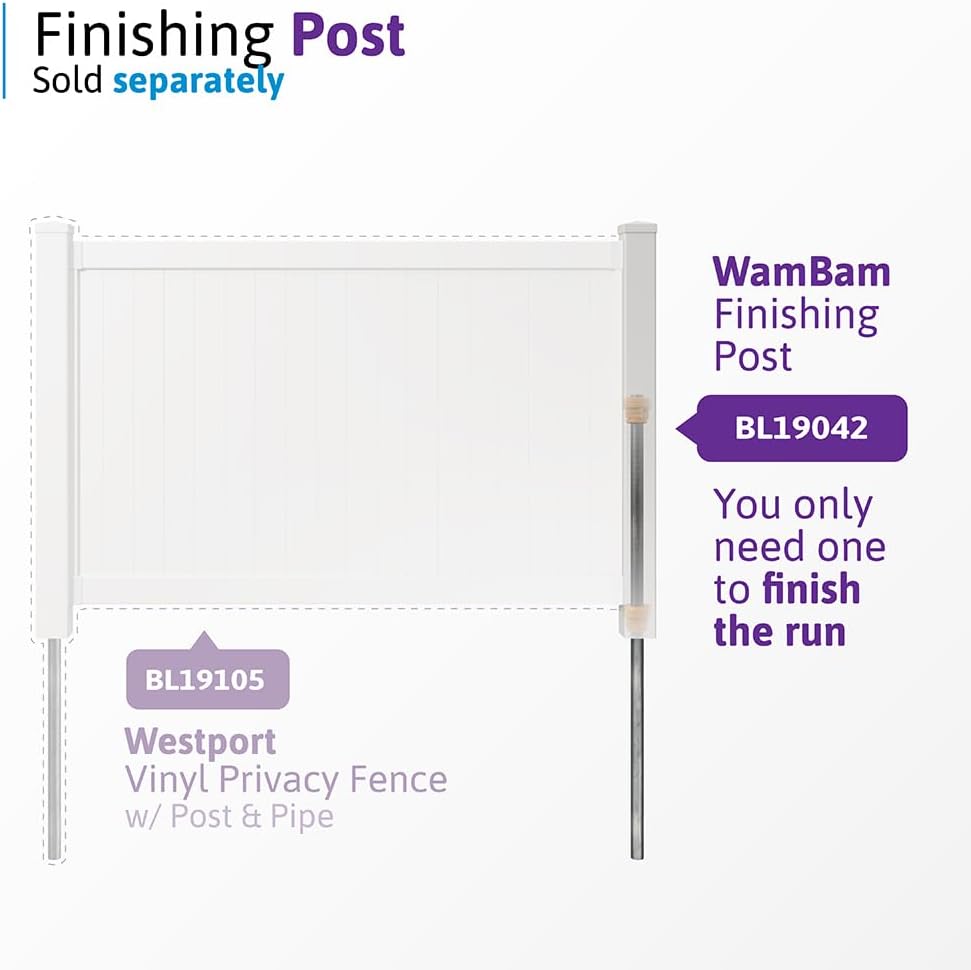 WamBam Westport Privacy Fence, White Vinyl No Dig DIY Kit