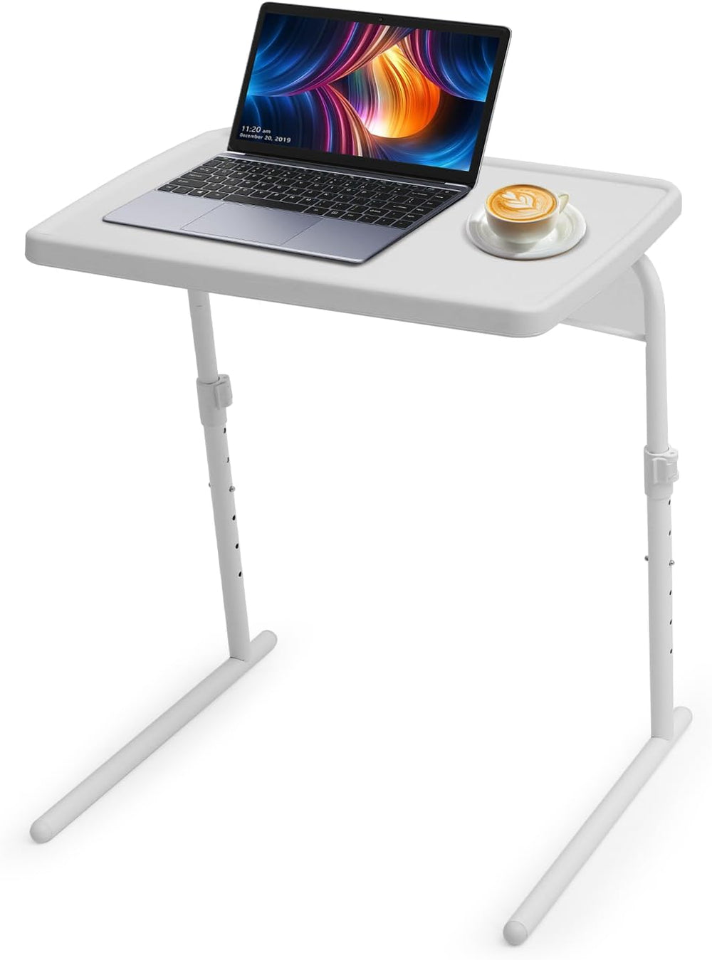 Athena Collection Adjustable TV Tray Table, White