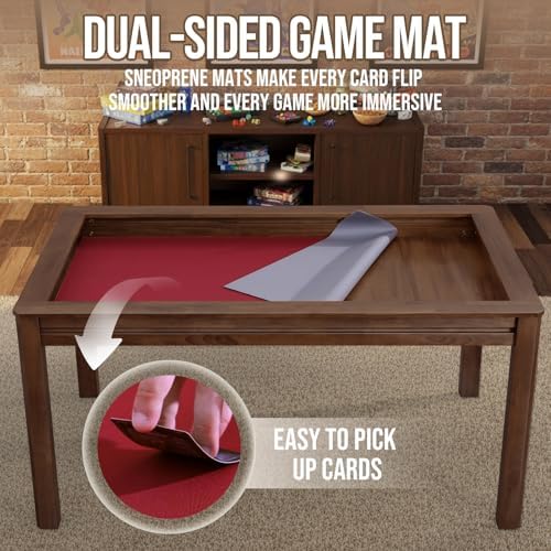 63" Solid Wood Board Game Table for Gaming/Dining, Removable Top
