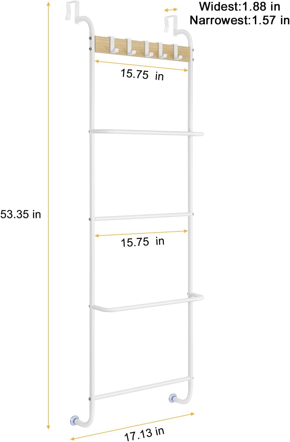 BTY Over The Door Towel Rack 5 Tier Towel Door Hanger for Bathroom Over The D...