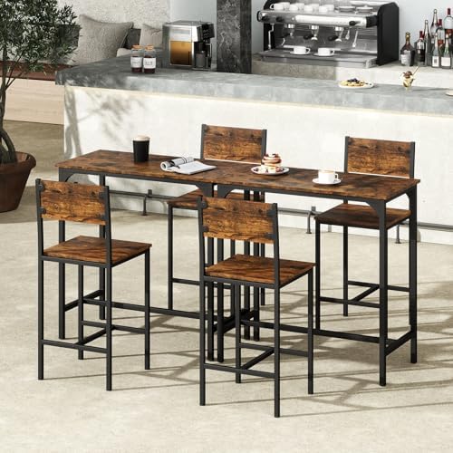 Tangkula 3 Piece Counter Height Bar Table Set, Pub Table & Chairs Set of 2