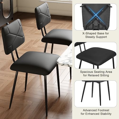 VECELO Card Table and Chair Set 3 Piece, Square Stitched, Black
