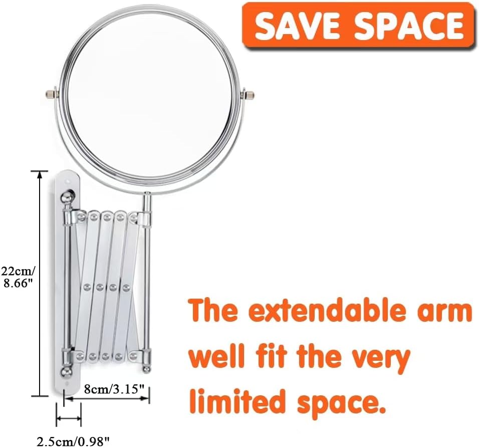 Welllink 7 Inch Extendable Mirror 3X and 1X Chrome