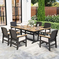 SUNSHINE VALLEY 7pc Patio Dining Set, HDPE 64" Table & 6 Chairs