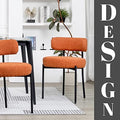 DYHOME Boucle Dining Chairs Set of 4, Upholstered Dining Room Chairs Orange