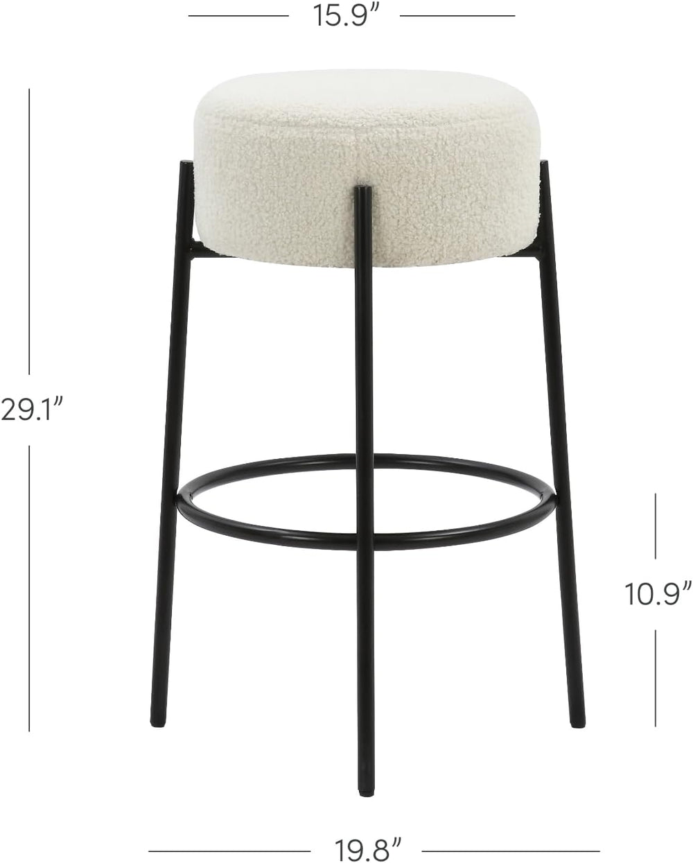 Nathan James Isaac 29" Modern Backless Bar Stool with Round Soft Padded ...
