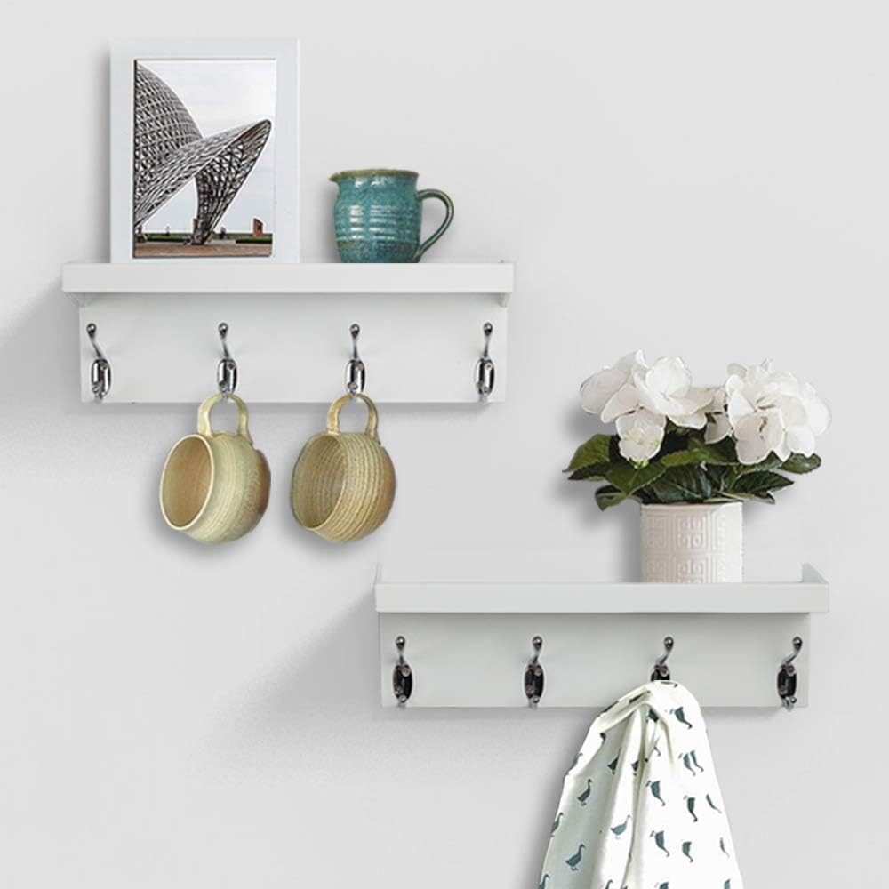 AHDECOR Entryway Floating Wall Mounted Coat Rack, Storage Hanging Shelf with ...