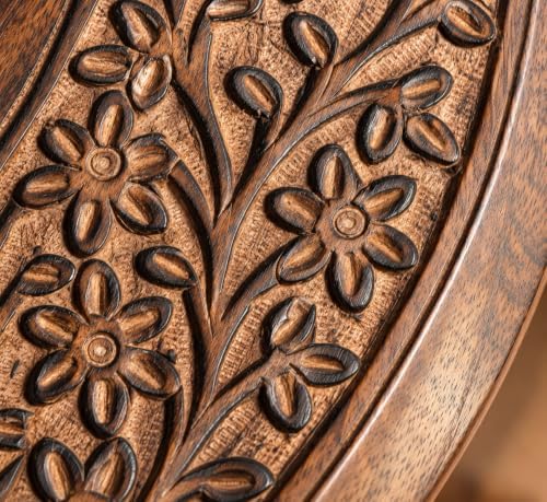 Alpha Living Home Farmhouse End Table, Burnt Brown Flowers