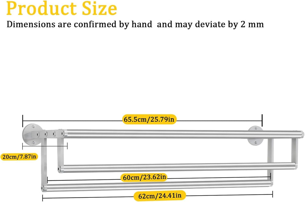 Double Towel Racks for Bathroom Towel Rack with Shelf, 24 Inch Double Towel B...