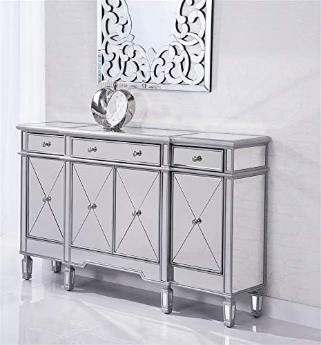 Elegant Lighting 3 Drawer 4 Door Cabinet in Silver Clear 60" x 14" ...
