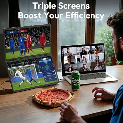MAGICRAVEN Portable Dual Monitor for Laptop, Foldable Laptop Screen Extender,...