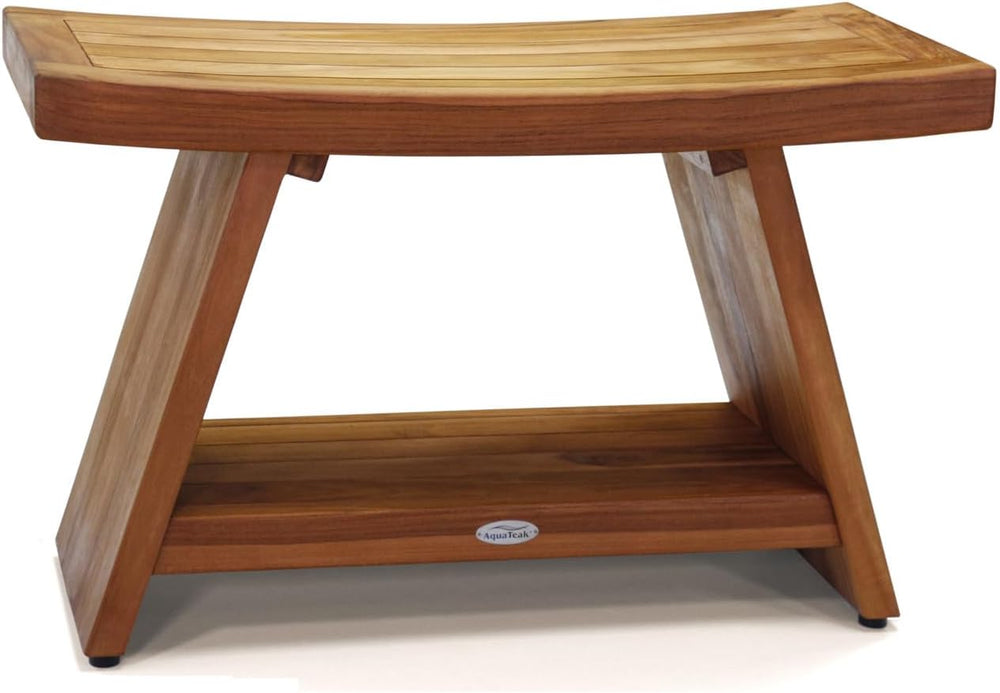 Patented 30" Asia Teak Shower Bench with Shelf
