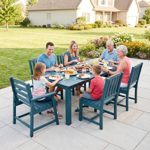 LOUNZY 7 Piece Patio Dining Set for 6, Outdoor Table and Chairs,Navy