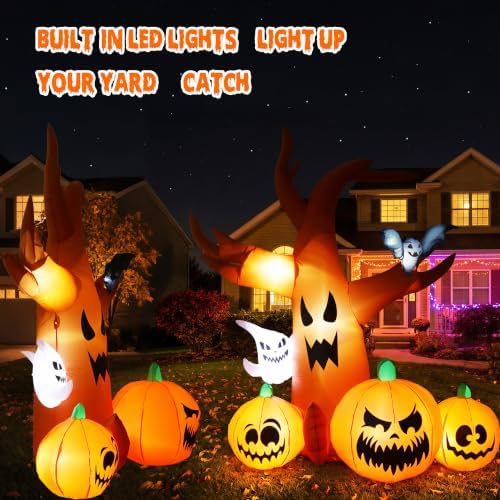7.9 FT Halloween Inflatable Spooky Tree Outdoor Decor with Built-in LED Light...
