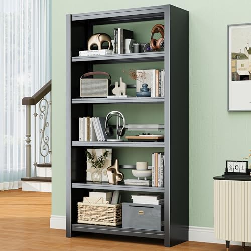 5 Tier AV Media Stand, 69.3" Tall Media Shelf with Display Storage Shelves