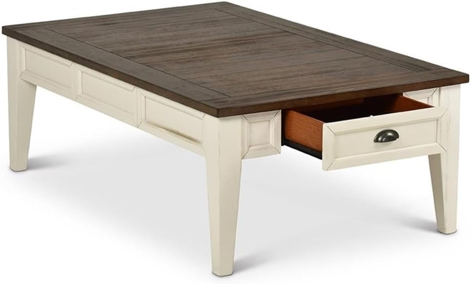 Steve Silver Cayla Storage Coffee Table in Dark Oak and White