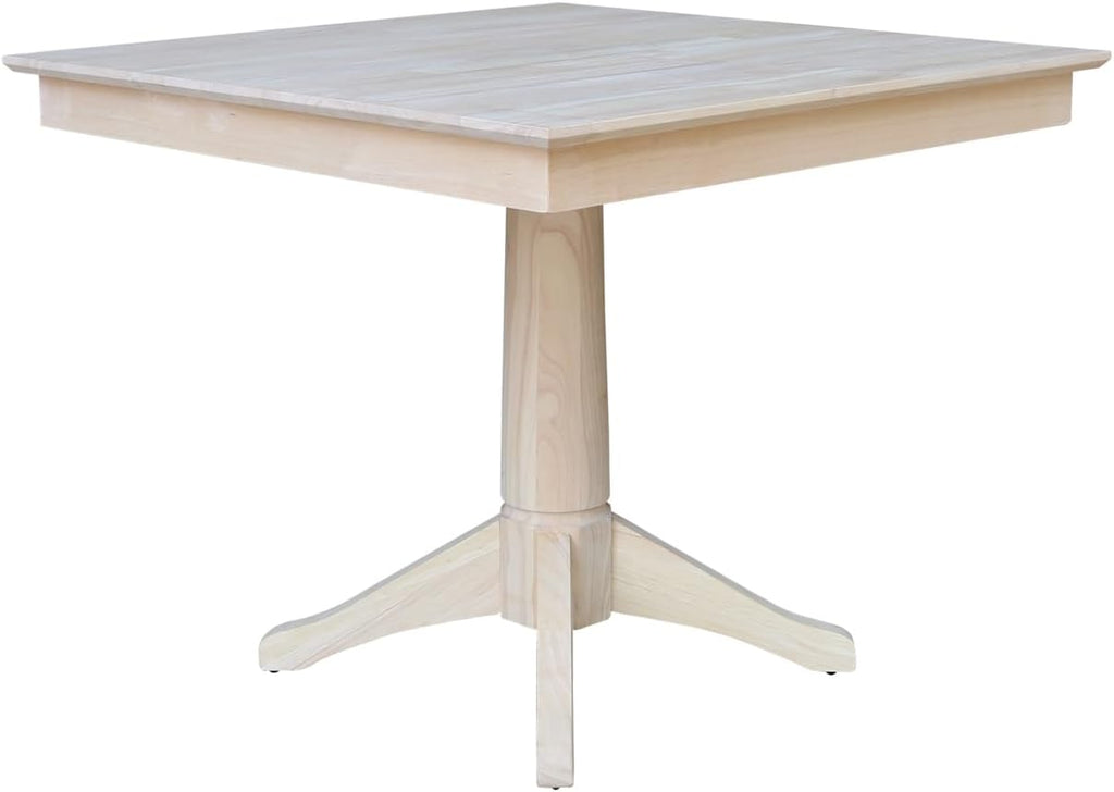 International Concepts 36" x 36" Natural Solid Wood Square Top Pedestal Table - 29.9" Height