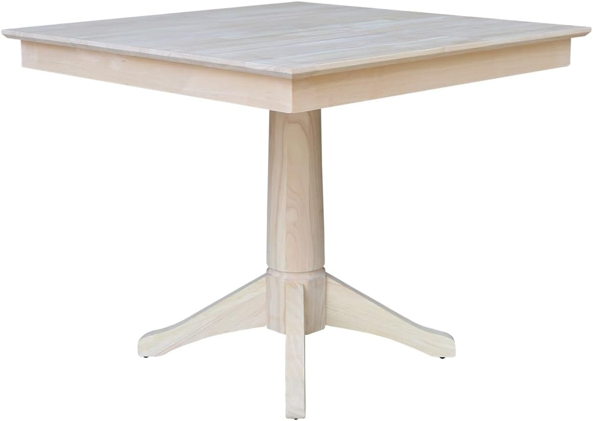 International Concepts 36" x 36" Natural Solid Wood Square Top Pedestal Table - 29.9" Height