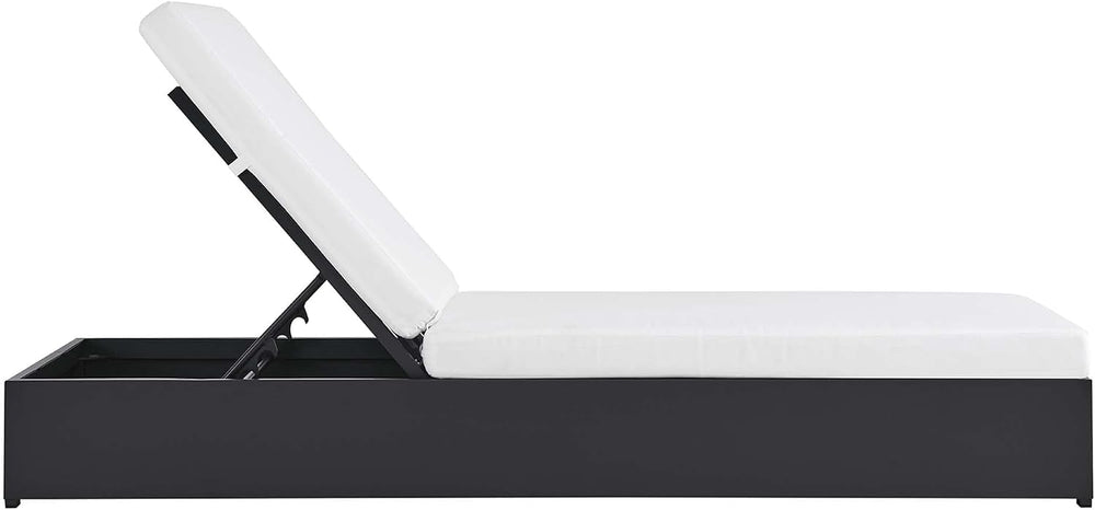 Modway Tahoe Aluminum Outdoor Chaise Lounge in Gray White with Weather-Resist...