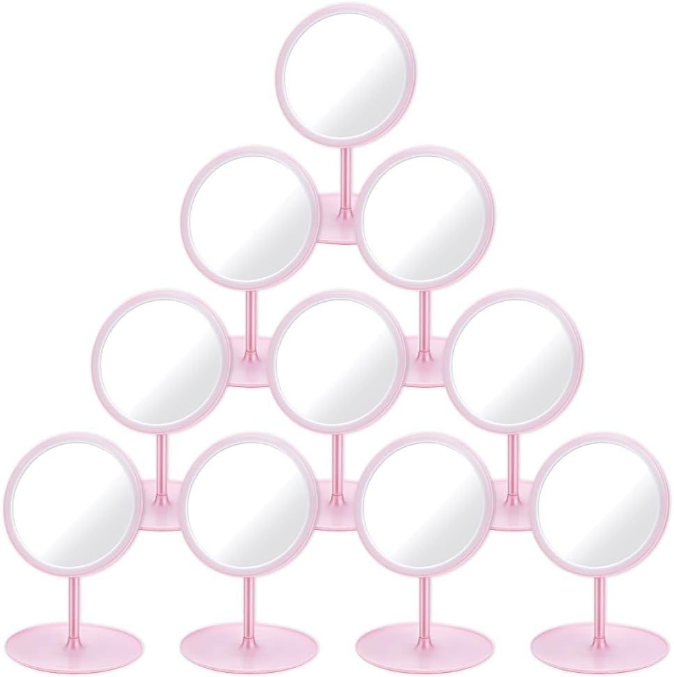 10Pcs Pink Makeup Mirror, Spa Party Mirror Portable Vanity Mirror