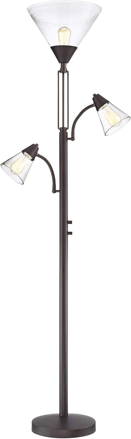 Warwick 71 1/2" Tall Tiger Bronze and Seeded Glass Torchiere Floor Lamp