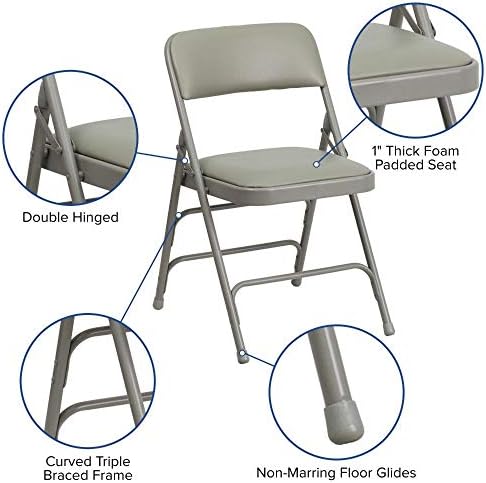 Flash Furniture Hercules Metal Folding Chair, Gray, 4-Pack