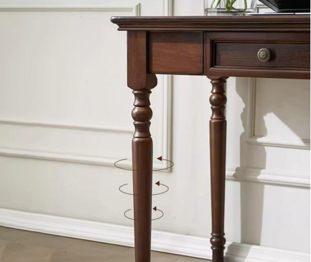ADORZ Walnut Writing Desk with Drawers, 47 Inch